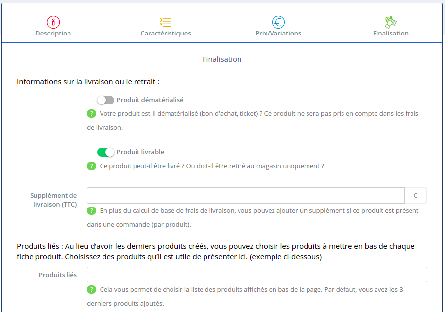 Retrait/Livraison d'un produit